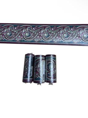Sunworthy 3 Rolls Vintage Wallpaper Border Paisley Green Burgundy 166209 NEW